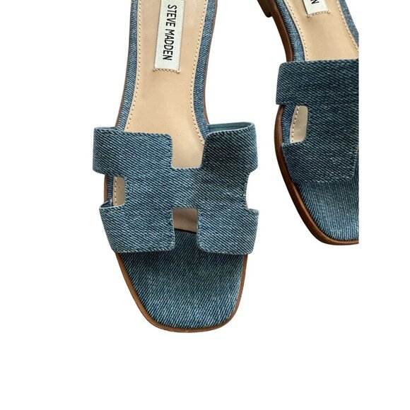 STEVE MADDEN Women's Denim Blue Flat Sandals Size 7.5 - Picture 3 of 5